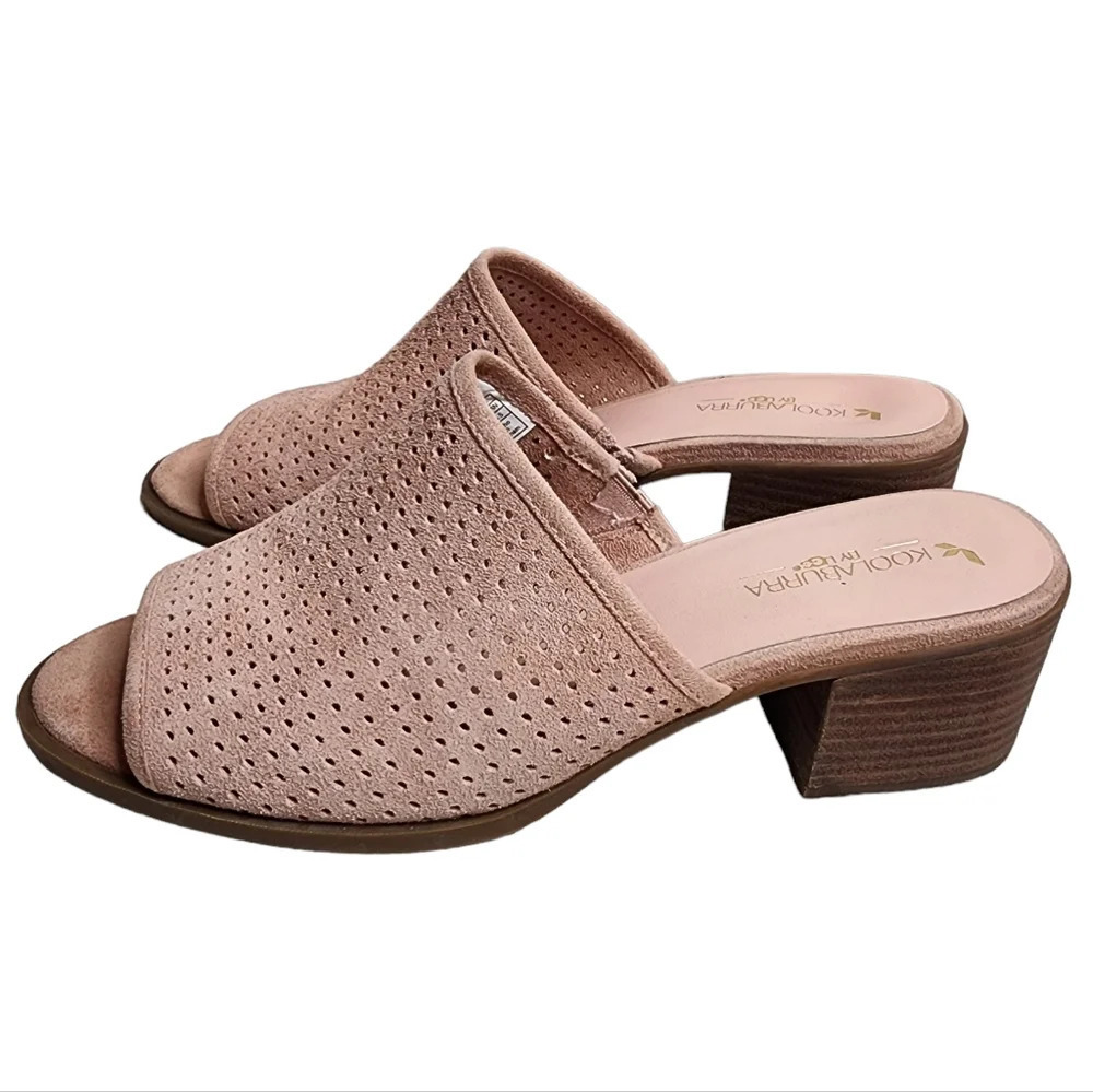 Koolaburra‎ by UGG Suede Leather Raychel Slide On Open Toe Heels Blush Pink 10